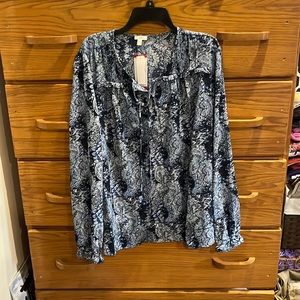 Joie blue print peasant top